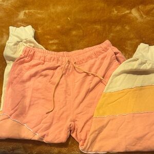 Free People Movement Orange Pull-On Lounge jogger with Colorblock Detail